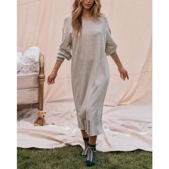 💕THE GREAT💕 The Sweatshirt Dress ~ Light Heather Grey Size 1 Small NWT - Picture 4 of 13